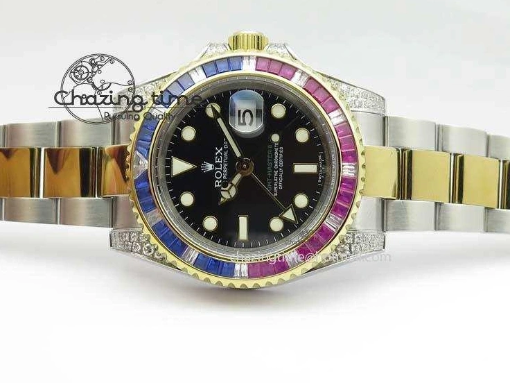 MiroTime 0511 GMT-Master II 116759 SS YG Bp-Maker Blue Red Ruby Crystal Black Dial On SS YG Bracelet A SmoothTexture 3771